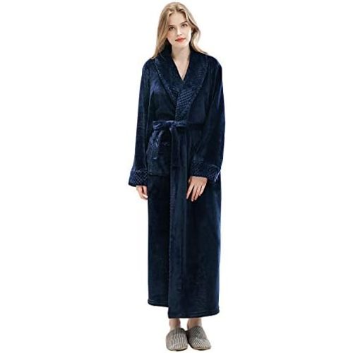 Artfasion Womens Long Fleece Robe: Plush Flannel Warm Bathrobes for House