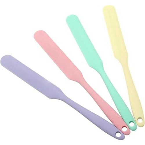 4 Pcs Silicone Jar Spatulas, Non-Stick Heat Resistant Cake Cream Spatulas Set, 9.8 inch Cake Cream Butter Spatulas(4 colors）