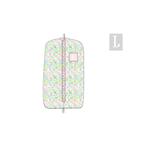 Pre-Order Custom Smocked Name Ellie Floral Garment Bag - Initial C
