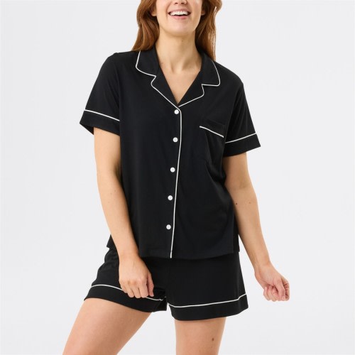 &me Women's Short Sleeve Modal Blend Pyjama Set - Black - Size 18