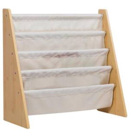 Classic 24 in. Natural with Tan Polyester 4-Shelf Sling Bookcase