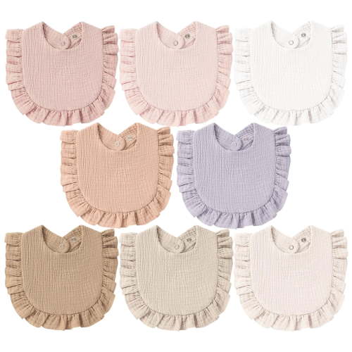 TELOLY 8-Pack Muslin Baby Bandana Drool Bibs for Unisex Girls & Boys- 100% Cotton Bibs,Soft & Absorbent Teething and Drooling Essentials for Newborns