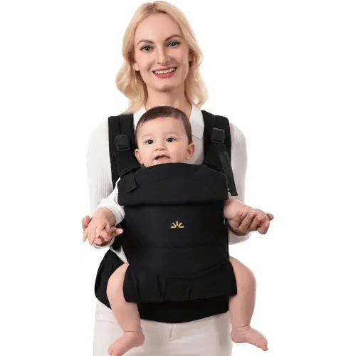 Dawnbud Baby Carrier for Newborns to Toddlers, Adjustable, Ultra-Soft and Weightless, Ergonomic Baby Carrier with Head Support, Baby Travel Gear, Baby Essentials (Black)