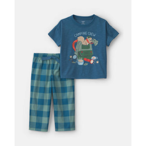 Toddler Boy Camp Short-Sleeve 2-Piece Pajama Set - Blue | Carter's