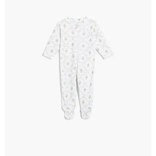 The Footie Pajama - Light Pink Trellis