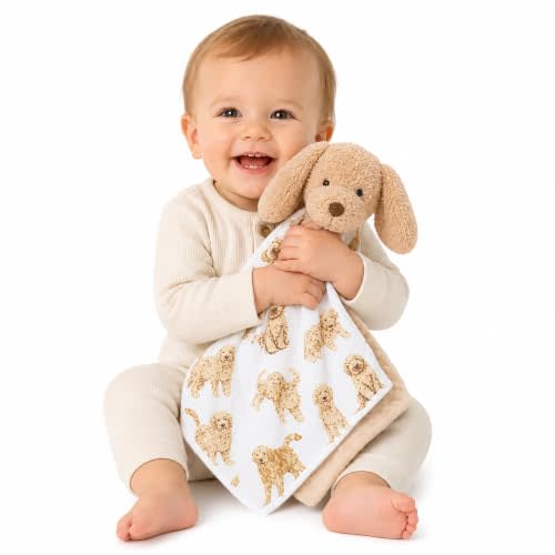 Mud Pie Golden Doodle Woobie, Baby Lovey Blanket with Doodle Plush | Golden Doodle Baby Lovey Blanket With Plush Dog For Snuggling And Comfort