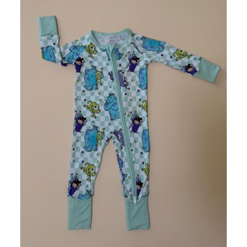 Monsters Inc Pajamas | Bamboo Zip Sleeper | Disney Inspired Sleepwear | Soft Infant Pajamas | Monster Baby Romper