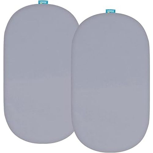Bassinet Sheets Fit for Rectangle, Hourglass or Oval Bassinet Mattress, Universal Fitted Sheet Set for Various Bassinet Mattress Pad, 2 Pack, Ultra Soft Microfiber Sheets, Gray