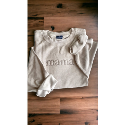 Mama Floral Embroidered Oversized Adult Corded Sweatshirt // Personalized Corded Sweatshirt // Grandma Sweatshirt