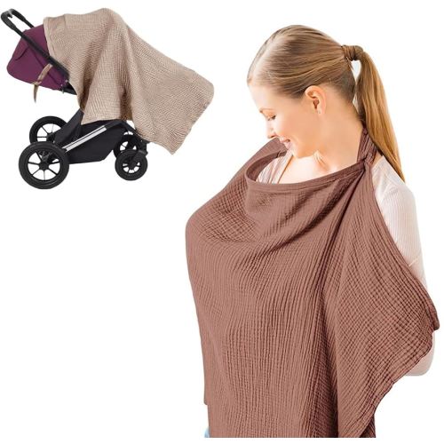 Breastfeeding Nursing Cover, 100% Cotton Nursing Scarf cover Mother Nursing Apron, (reddish date)