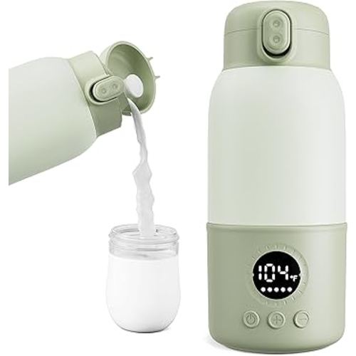 Portable Bottle Warmer for Travel, 2-Min Fast Heating Baby Bottle Warmer,12.8oz Formula Container to Go for Breastmilk, Formula Dispenser with Long-Lasting Keep Warm Function