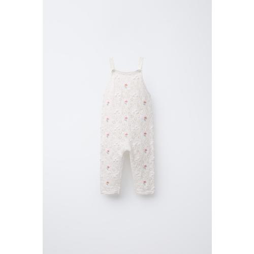 FLORAL KNIT OVERALLS - Ecru | ZARA United States