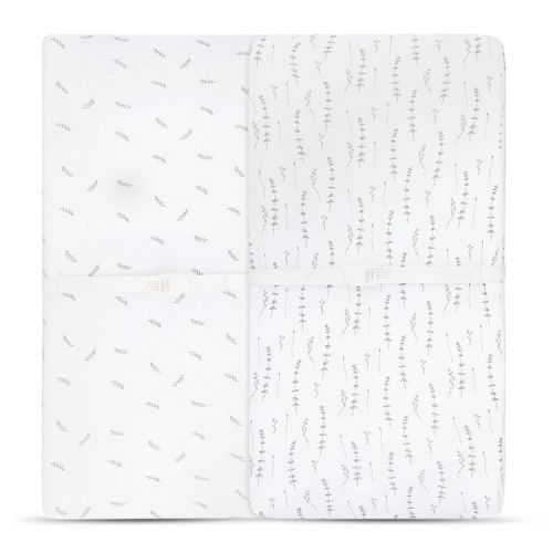 Ely's & Co. Baby Changing Pad Cover - Cradle Sheet 100% Combed Jersey Cotton Forest Grey Leaf +Floral