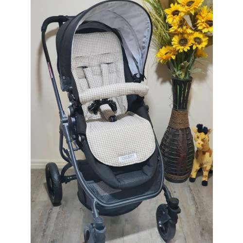 Pram/stroller seat liner-Pin spot,beige brown