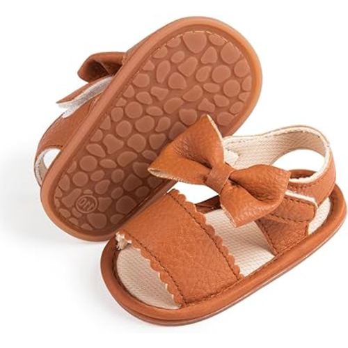 Babelvit Infant Baby Girl Boy Sandals Comfort Premium Summer Outdoor Casual Beach Shoes with Flower Bowknot Anti Slip Rubber Sole Newborn Toddler Prewalker First Walking Shoes