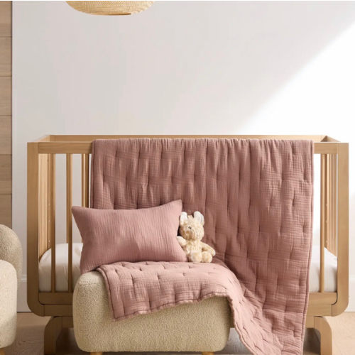 Organic Cotton Gauze Toddler Quilt in Fig