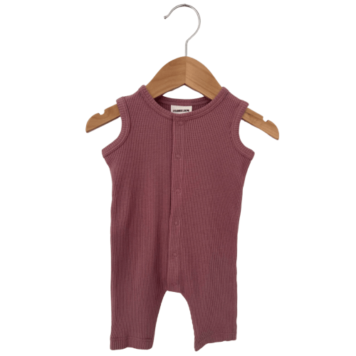 Organic Waffle Easy Romper, Winterberry