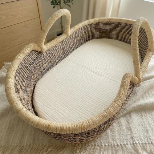 Oval Fitted Sheets - All Sizes | Organic Muslin Cotton %100 - Bassinet, Moses Basket & Crib Sheets