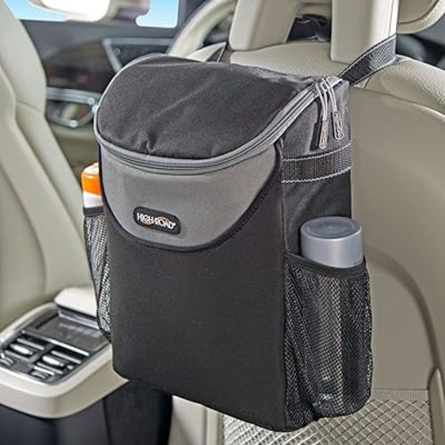 High Road SnackStash Soft Car Cooler Bag for Cold and Hot Food Transport - Insulated Backseat Cooler Bag for Car, SUV, Truck or Van - Portable Soft Cooler with Storage Pocket and Bottle Holders
