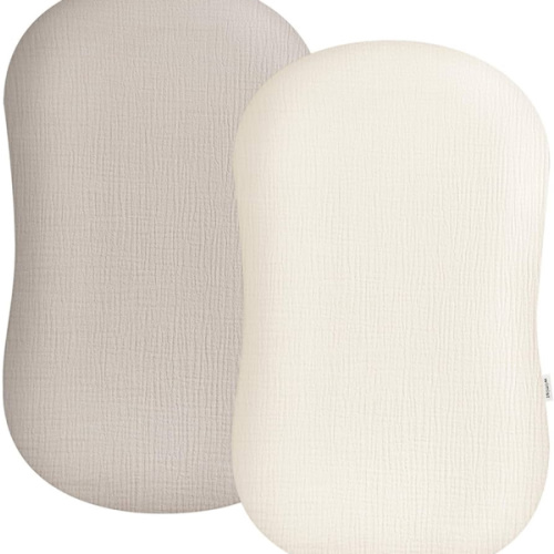 Muslin Baby Lounger Cover 2 Pack, Soft Breathable Newborn Lounger Pillow Cover for Boys Girls Infant