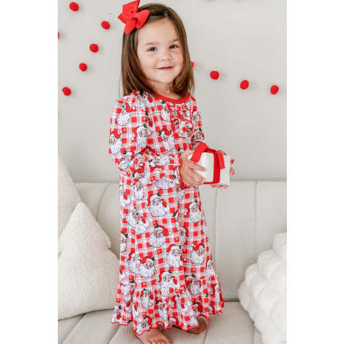 Girls' Christmas Long Sleeve Nightgown in Cozy Claus | Caden Lane