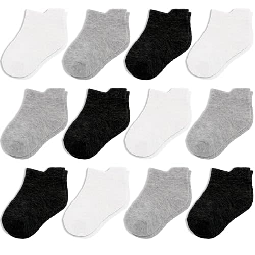 CozyWay Ankle Style Socks for Little Girls & Boys, Infants, Toddlers, Children - 12 Pairs