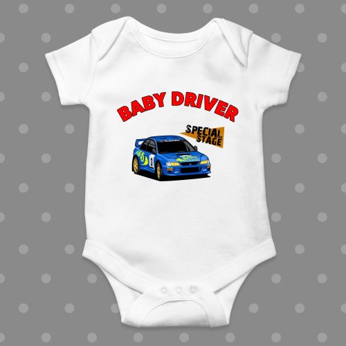 Subaru WRC Special Stage White Baby Grow 'Baby Driver' or 'Baby Co-Driver' Design - Cute Baby Grow Vest Onesie - Birthday Gift Present