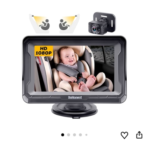 DoHonest Baby Car Camera HD 1080P - Rear-Facing Car Baby Monitor with Night Vision, Adjustable View Angle, Easy Setup, Anti-Glare Display, Safety for Kids & Infants