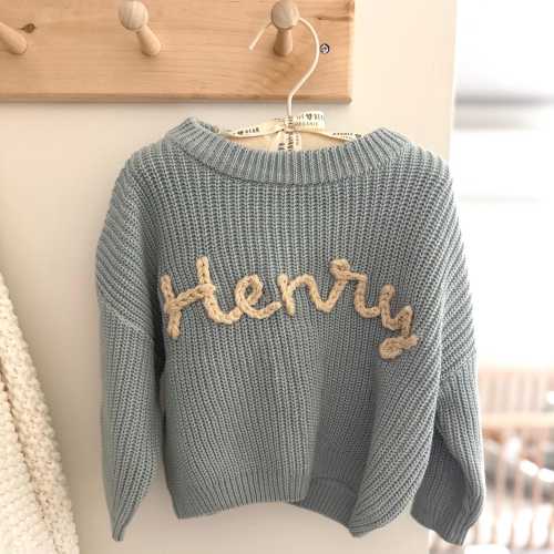 Personalized Baby Name Sweater, Custom Toddler Knit Baby Name Sweater, Baby Birthday Gift For Toddler 2T 3T 4T 5T