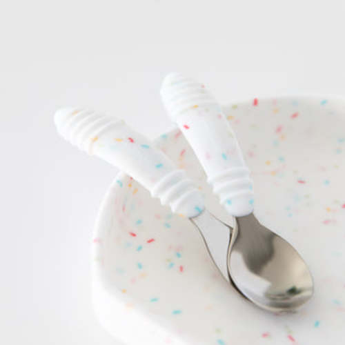 Toddler-Safe Kids Silverware Duo in Cute Vanilla Sprinkle | Bumkins