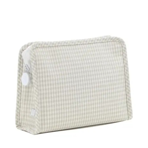 Roadie Medium Zip Pouch- Gingham Pearl