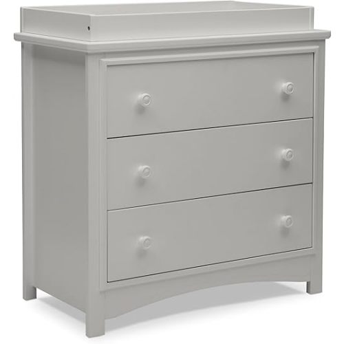 Delta Children Perry 3 Drawer Dresser with Changing Top and Interlocking Drawers, Moonstruck Grey