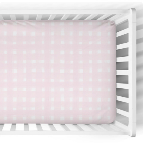Crib Sheet | Baby Pink Watercolor Gingham