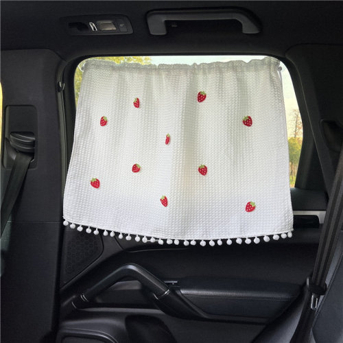 Cute Cotton Linen Car Window Sun Shade Curtain Car Accessories For Girls Babys Women Kawaii Car Decor