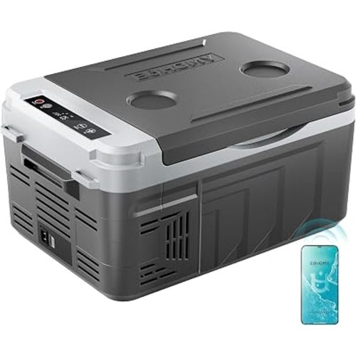 EUHOMY 12 Volt Refrigerator, 12 Quart (10L) Compressor Electric Cooler APP Control, Car Fridge 12/24V DC & 120-240V AC, Car Refrigerator -4℉~68℉, Portable Freezer for RV, Travel, Camping