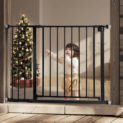 Baby Safety Gate, Baby Gates for Top Stairs Doorway, 29.5''- 40.5''Wide Pressure Mount, Black