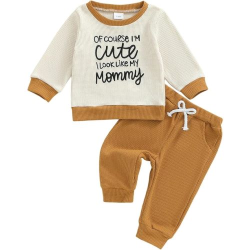Murnouche Toddler Baby Boy Fall Winter Outfits Letter Crewneck Sweatshirt Casual Pants 2Pcs Clothes Set
