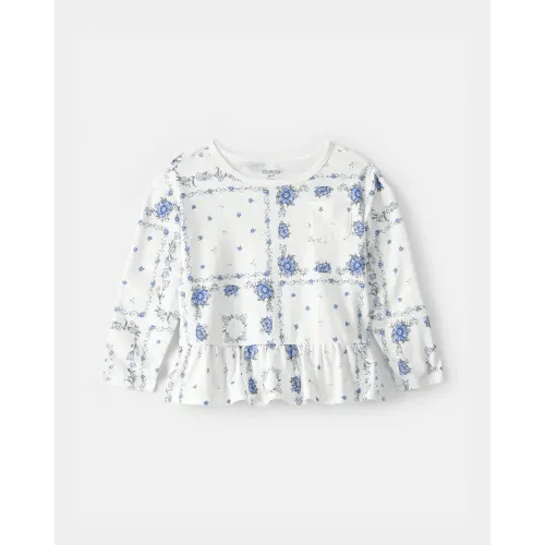 Toddler Girl Bandana Long-Sleeve Peplum Top - Blue/Ivory - OshKosh B'gosh | Carter's