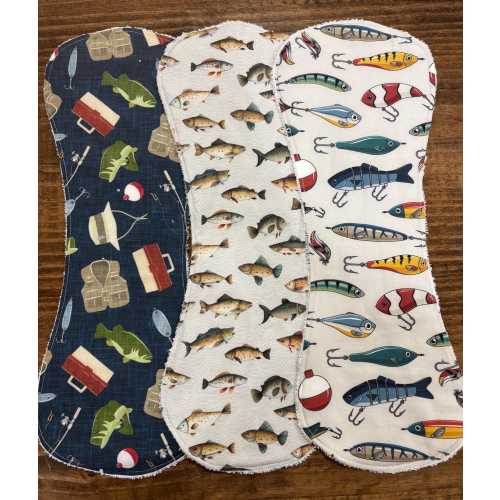 3 piece Fishing burp cloth set