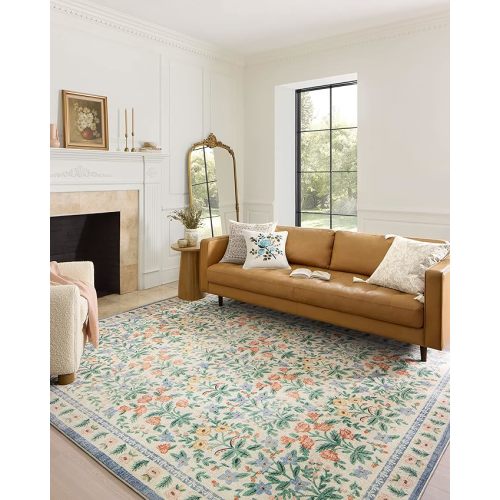 Loloi Rifle Paper Co. Eden Collection EDE-02 Mughal Garden Cream 7'-6" x 9'-6" Area Rug feat. CloudPile™