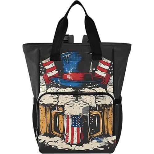 Bolaz Diaper Bag Backpack Tote Multifunction Baby Nappy Changing Bags Beer National Flag Large with Stroller Straps Travel