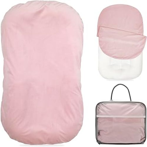 Baby Lounger - Snuggle Cozy Me Infant Lounger for Newborns | Flannel Cover, Breathable Soft, Portable Awake-Time Pad, Essential Baby Gift -Pink