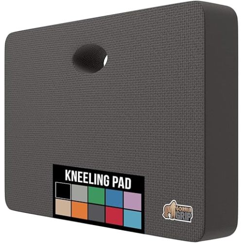 GORILLA GRIP Extra Thick Patent Pending Garden Kneeling Pad, 17.5 x 11 Inch Supportive Soft Foam Knee Cushioning for Gardening, Water Resistant, Bathing Baby, Working Supplies, Lightweight, Charcoal