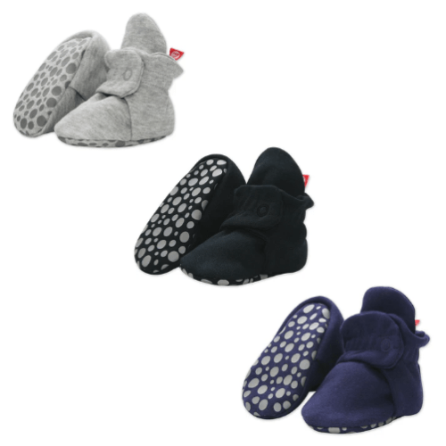 Organic Cotton Gripper Baby Booties Variety 3 Pack - Heather Gray/Black/True Navy