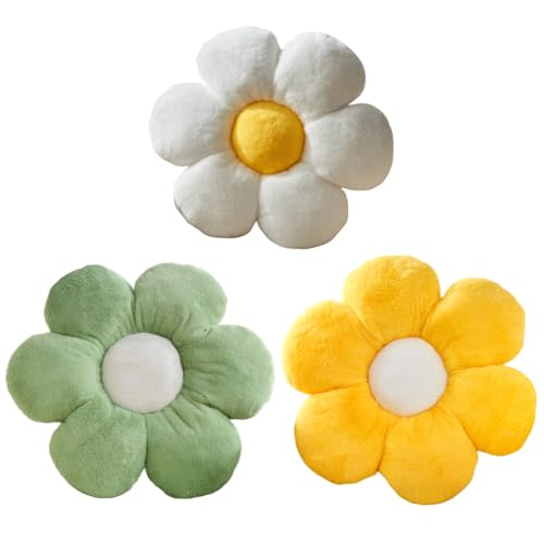 Vdoioe Daisy Flower Pillow 15.7In - Cute Shaped Decorative Cushion for Home Decor, Sofa, Couch, Bed, Reading Tent - Plush Throw Pillow