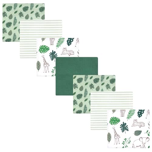 Hudson Baby Unisex Baby Cotton Flannel Receiving Blankets Bundle, Jungle, One Size