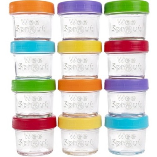 WeeSprout Glass Baby Food Storage Jars w/ Lids - 4oz, 12 Pack Set