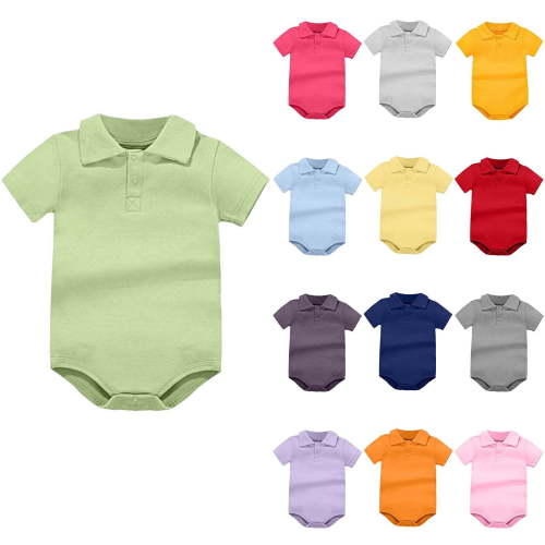 PIWHJQK Newborn Bodysuit Kids Solid Collar Short Sleeve Summer Breathable Infant Infant Outfits