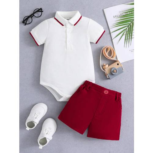 Souflis Souflis Baby Boy Color Block Short Sleeve Bodysuit And Shorts Set