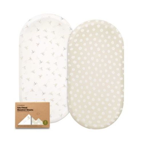 Bassinet Sheet for Baby Girls, Boys, 2-Pack Isla Fitted Bassinet Sheets, Bassinet Mattress Sheets